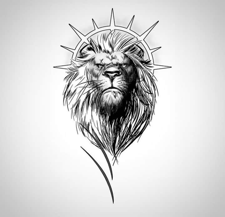 мужской тату эскиз лев