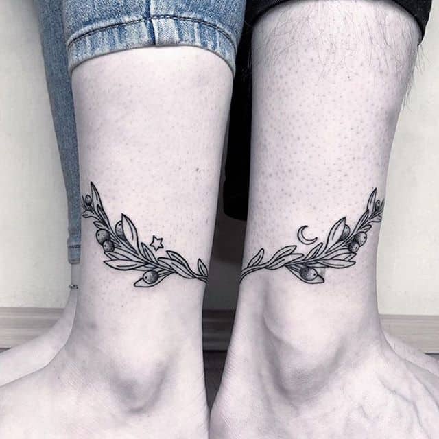 парные тату для друзей веточка