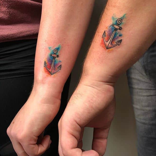 парные тату для друзей якорь