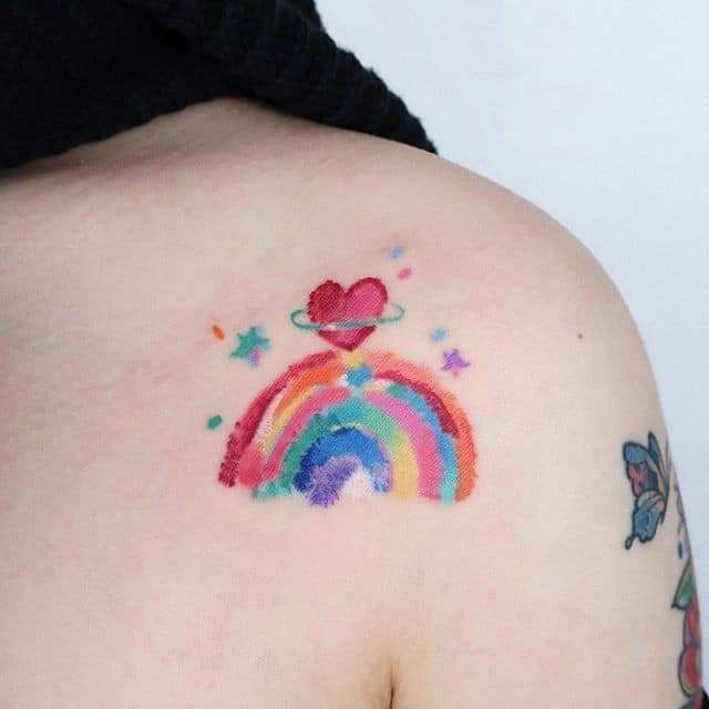 тату радуга сердце
