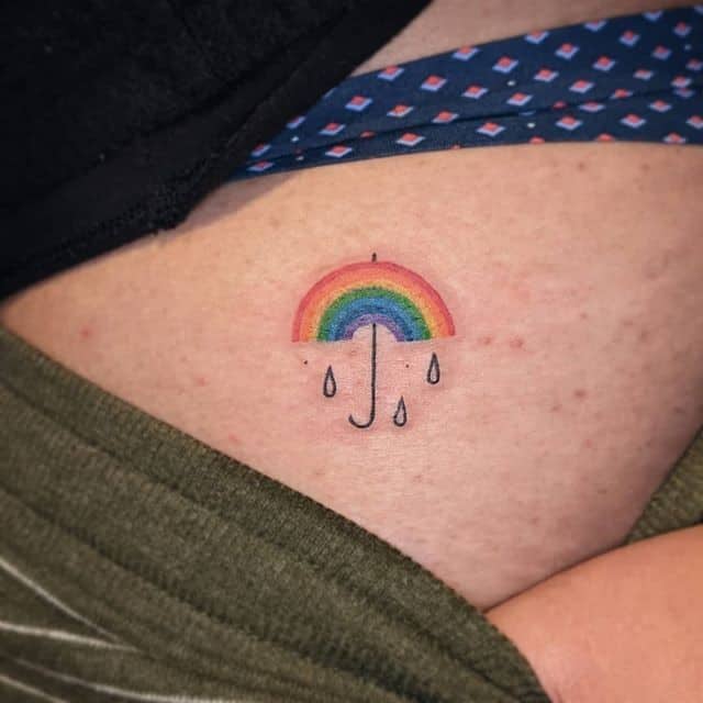тату радуга и зонт