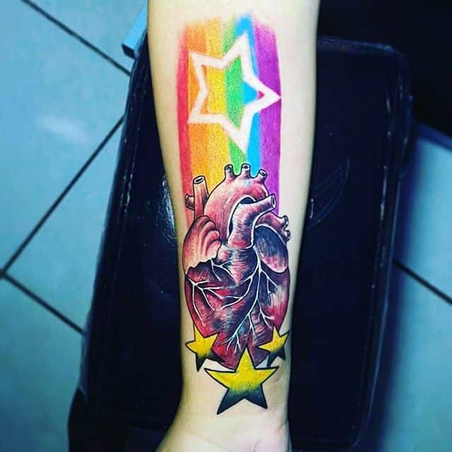 тату радуга сердце