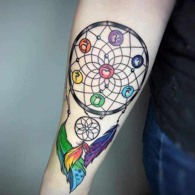 тату ловец снов в цвете