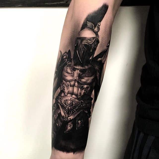 спартанец тату чб