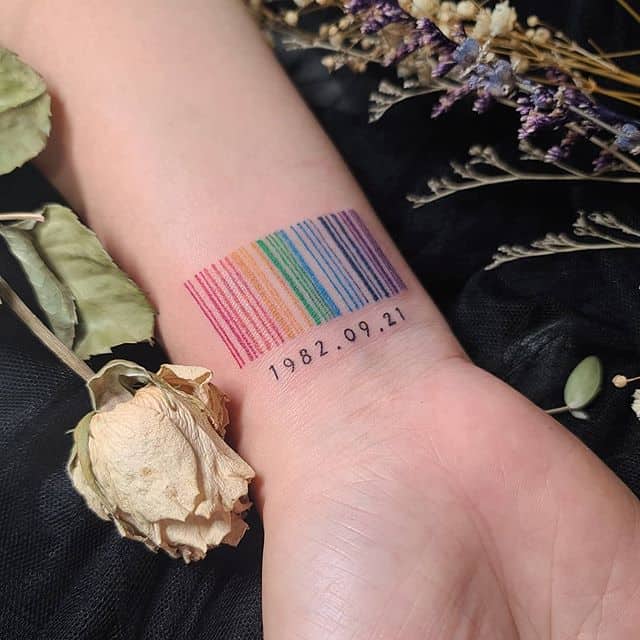 штрих код тату цветная