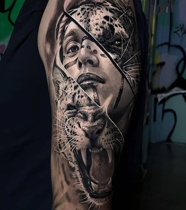 мужское тату на плече