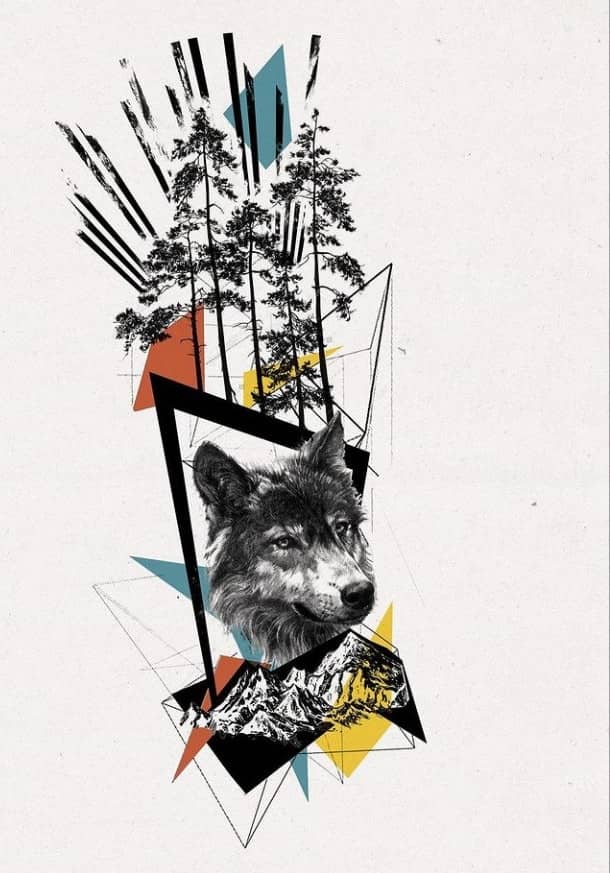 рисунок тату волк