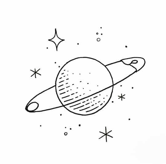 простой эскиз тату планета