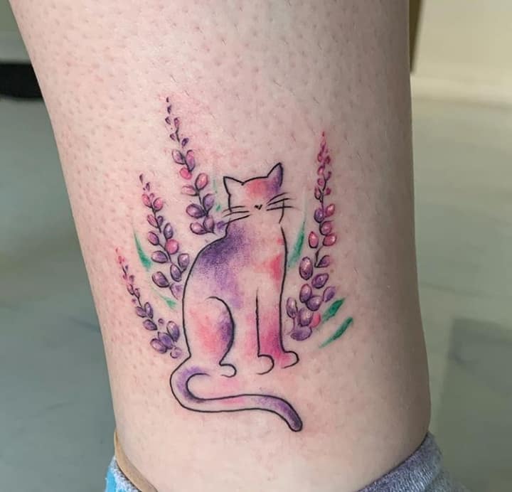 женское тату кот