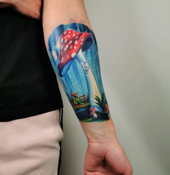 Тату гриб мухомор