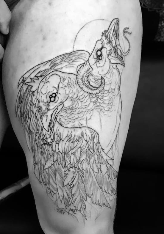 Тату химера черно-белая