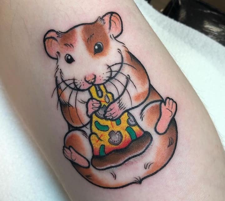 Тату хомяк с пиццей