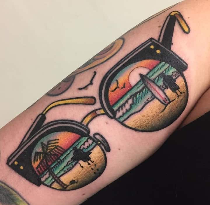 тату очки пальмы