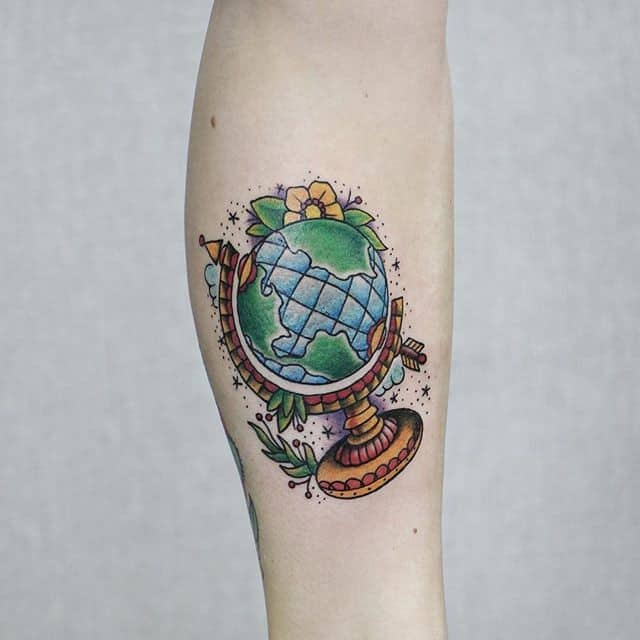 тату глобус цветная