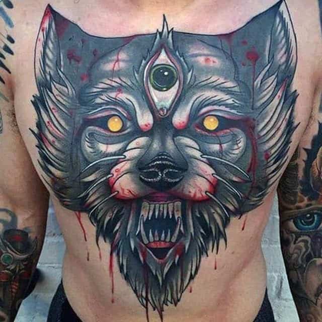тату третий глаз волк