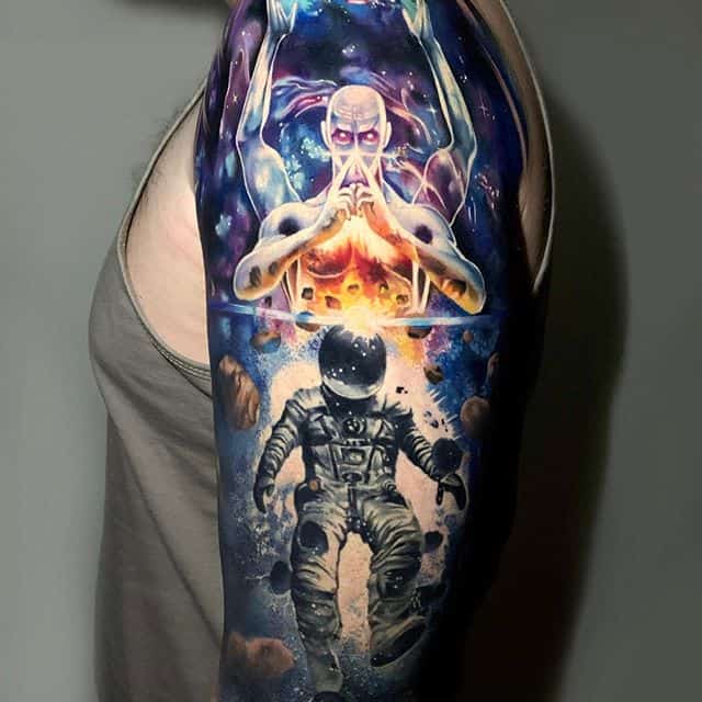 космонавт тату цвет