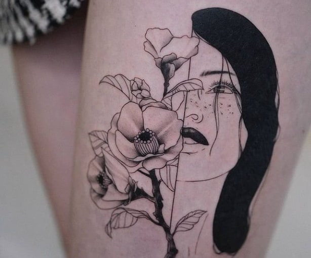 коллаж камелия лицо