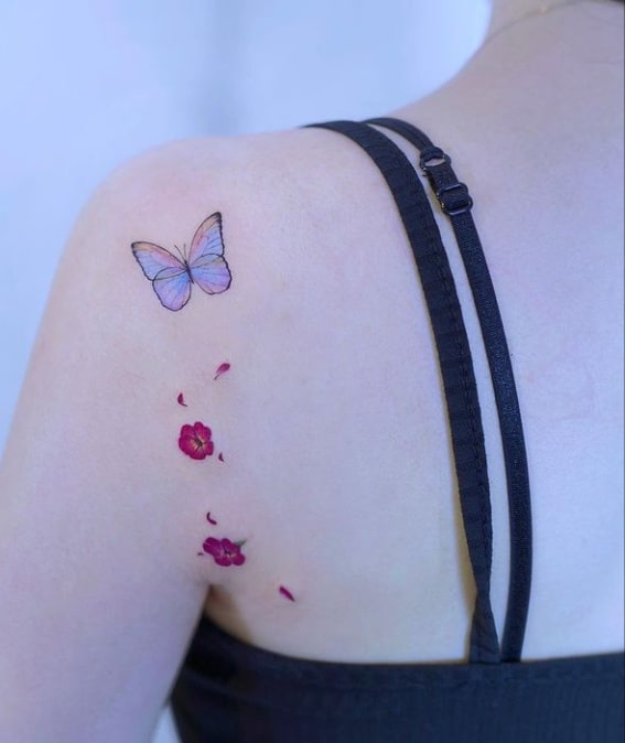 коллаж камелия бабочка