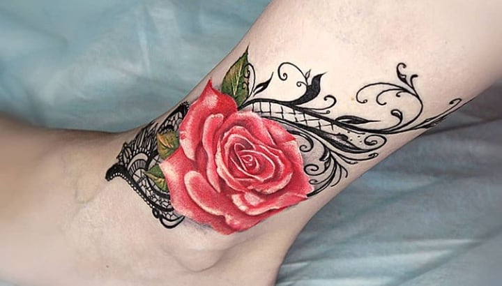 тату кружево роза