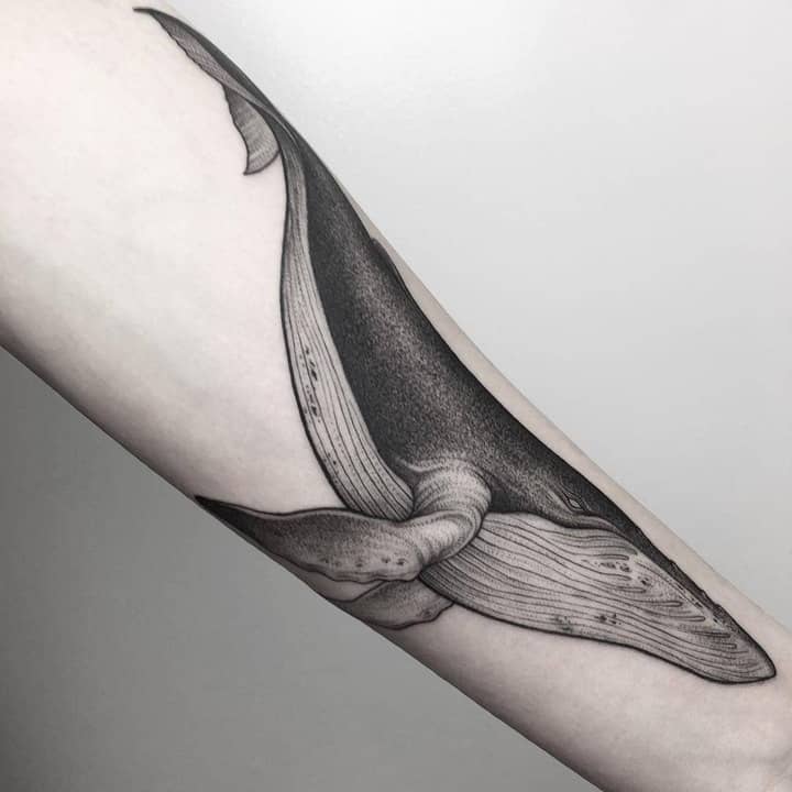 тату кит на руке