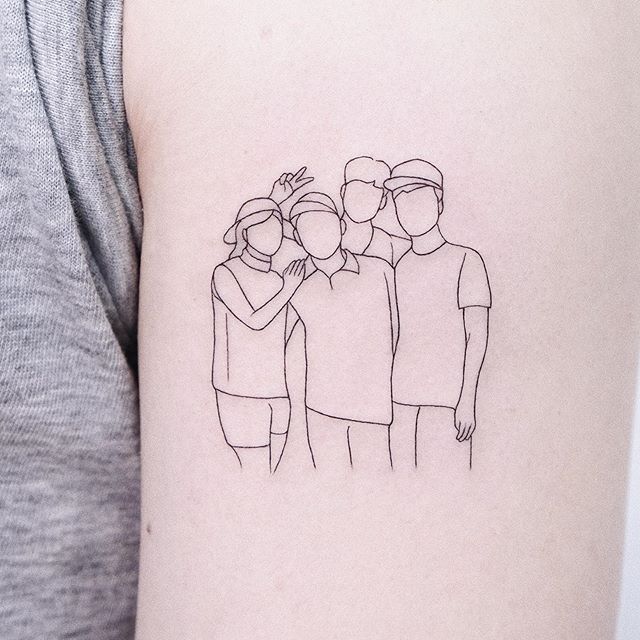 тату силуэты друзей