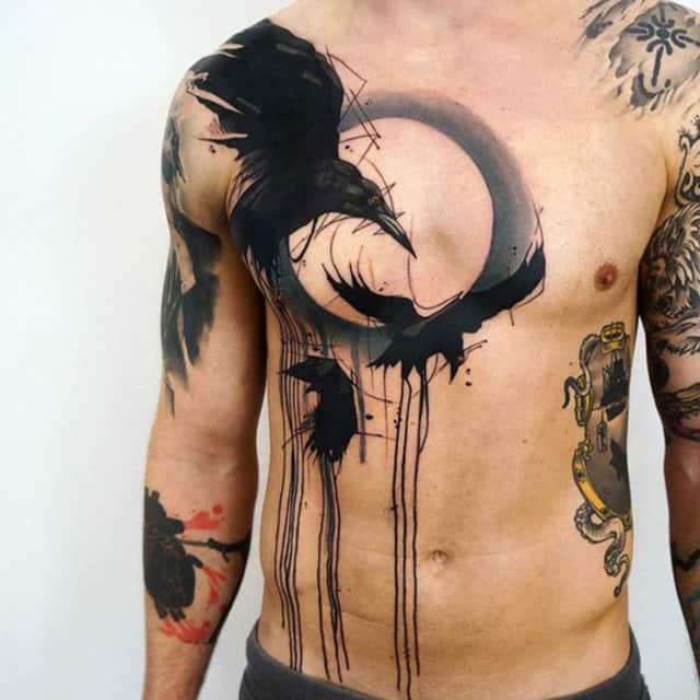 оригинальное тату мужское на груди