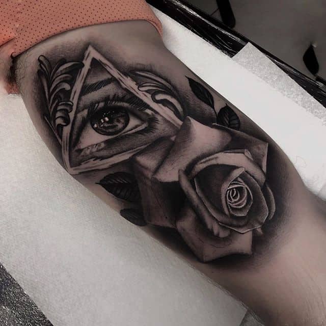 тату всевидящее око и роза