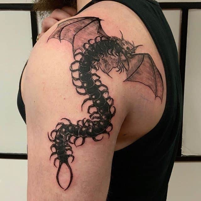 тату сколопендра дракон