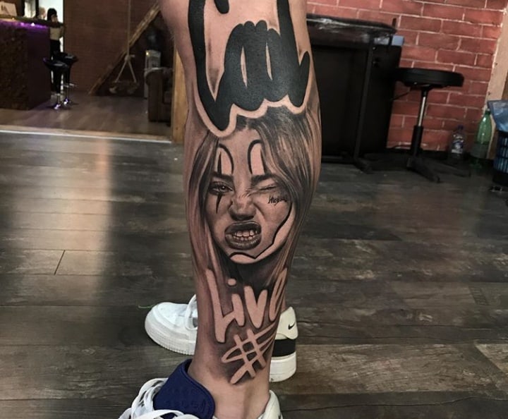 тату на ногу мужское