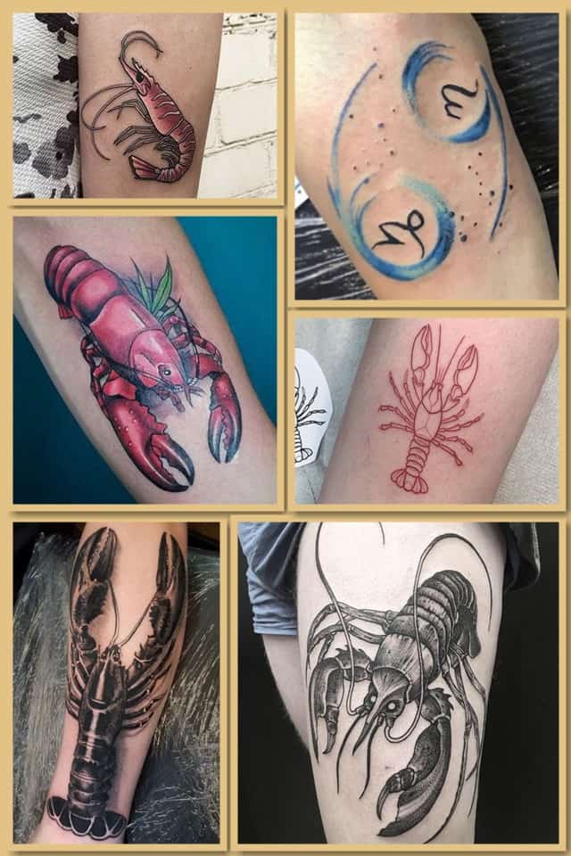 тату рак, креветка