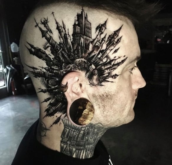 тату на голове мужское