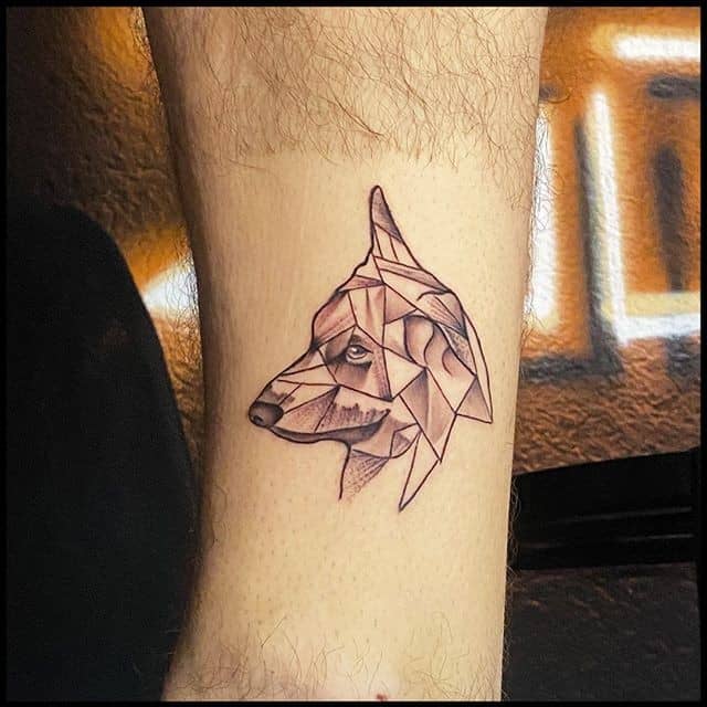 Тату оригами собака