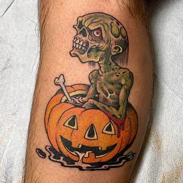 тату зомби тыква