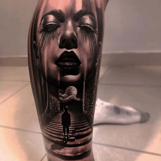 тату лестница лицо