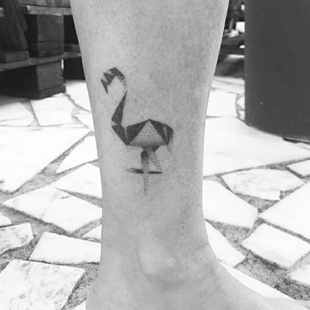 Тату оригами журавль