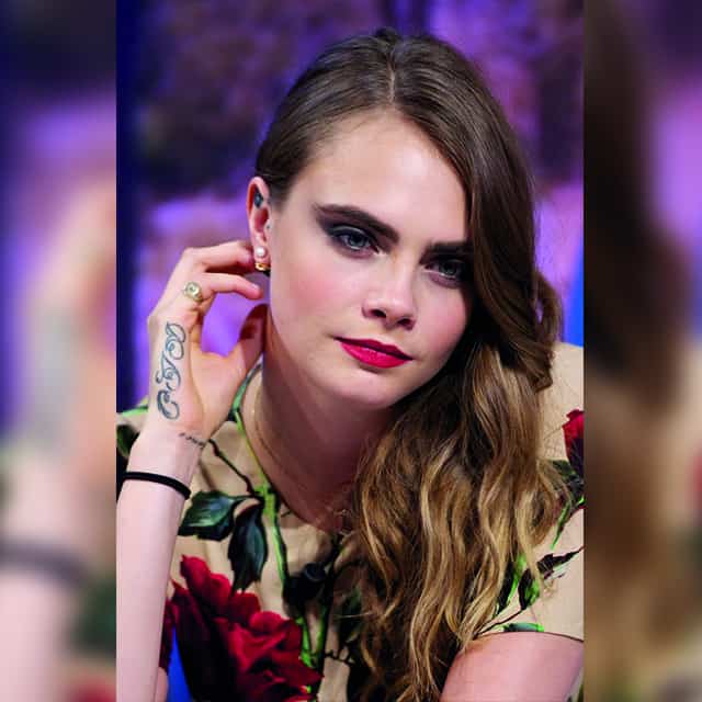 тату кары делевинь на руке