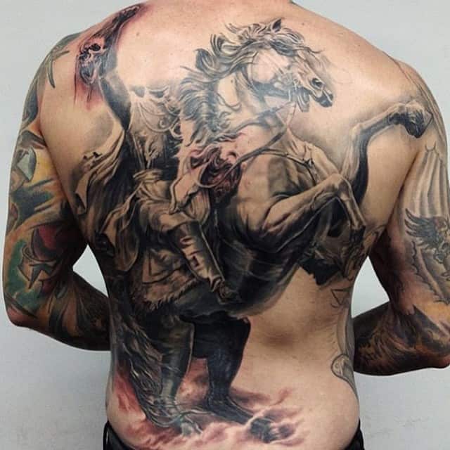 тату всадник на лошади