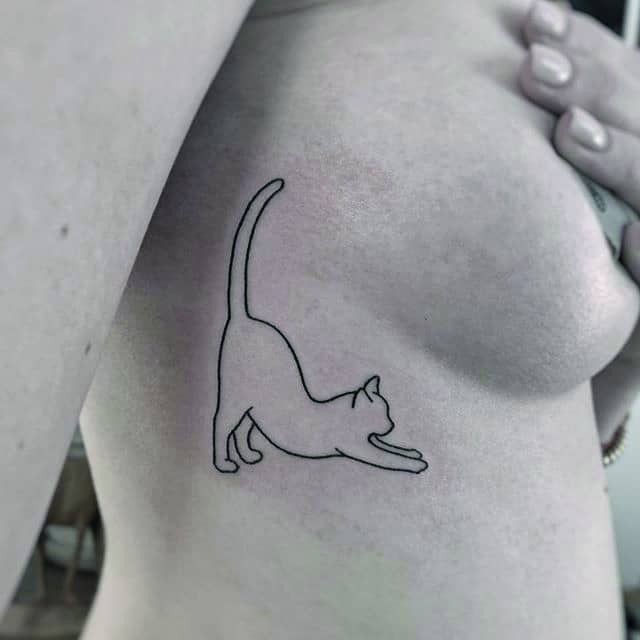 тату контур с котом