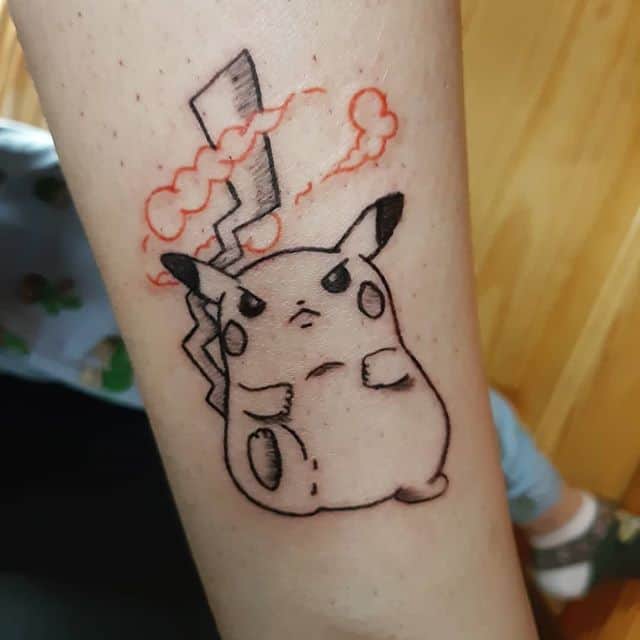 тату пикачу контур