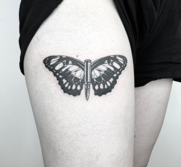 пуля бабочка тату