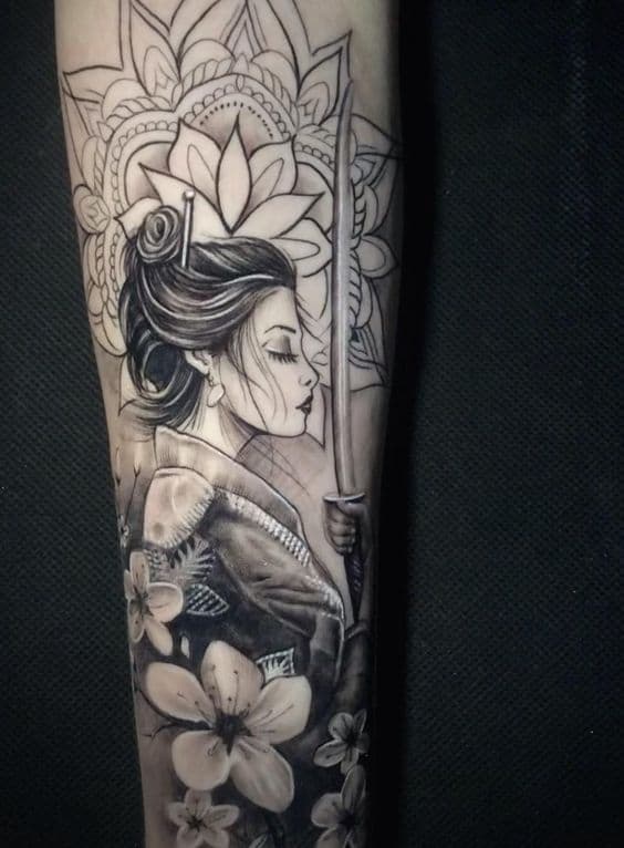 тату самурай и сакура