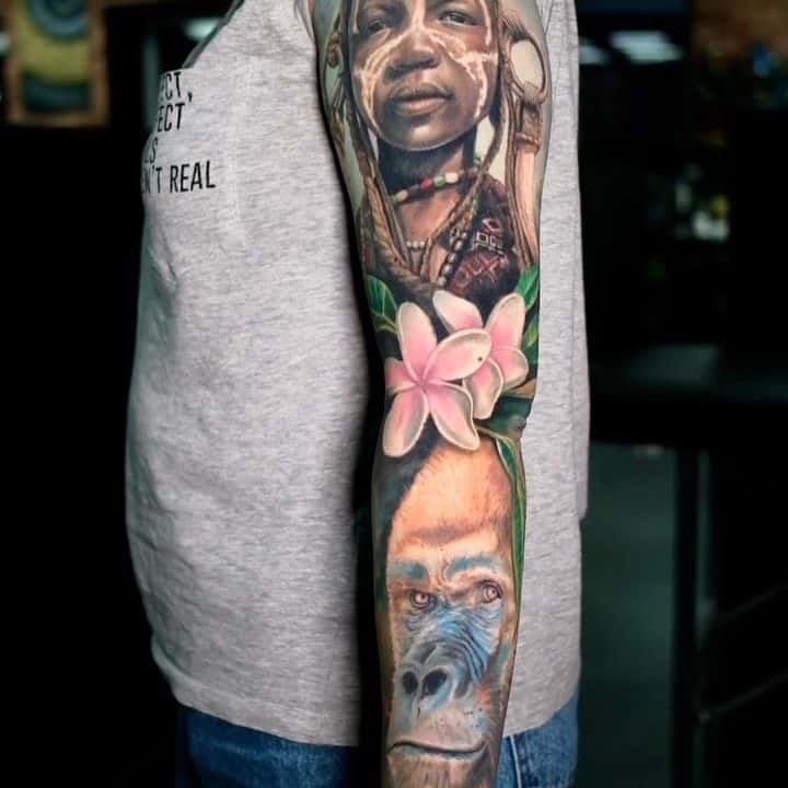 тату рукав африка