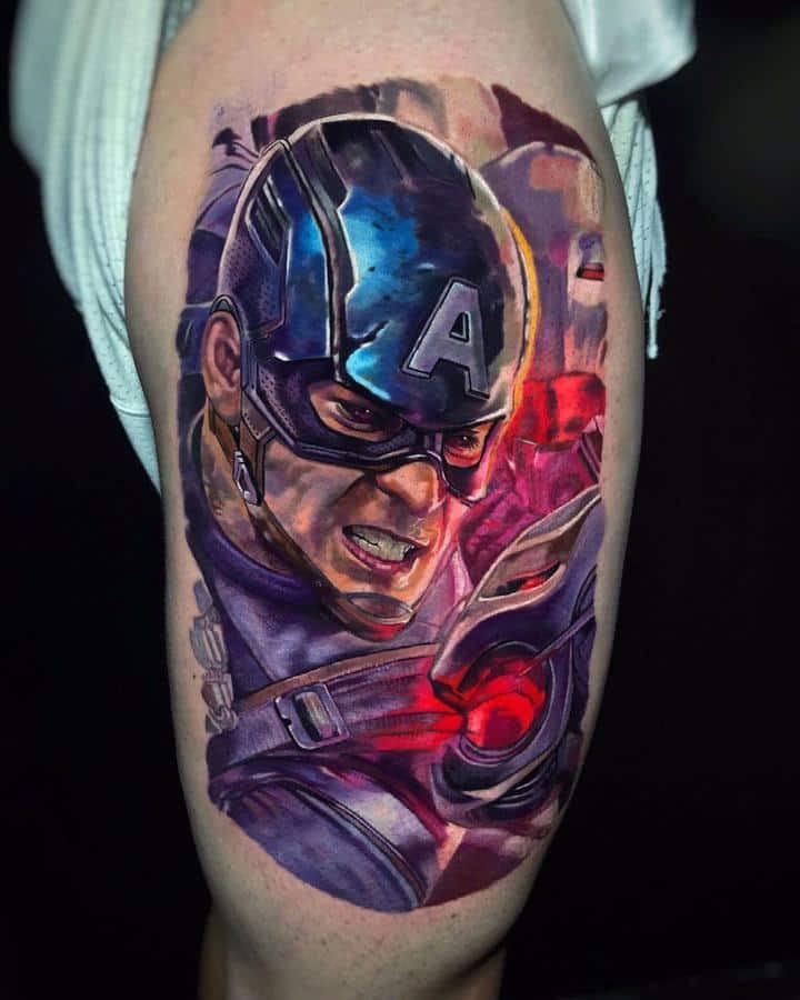 Капитан Америка тату цвет