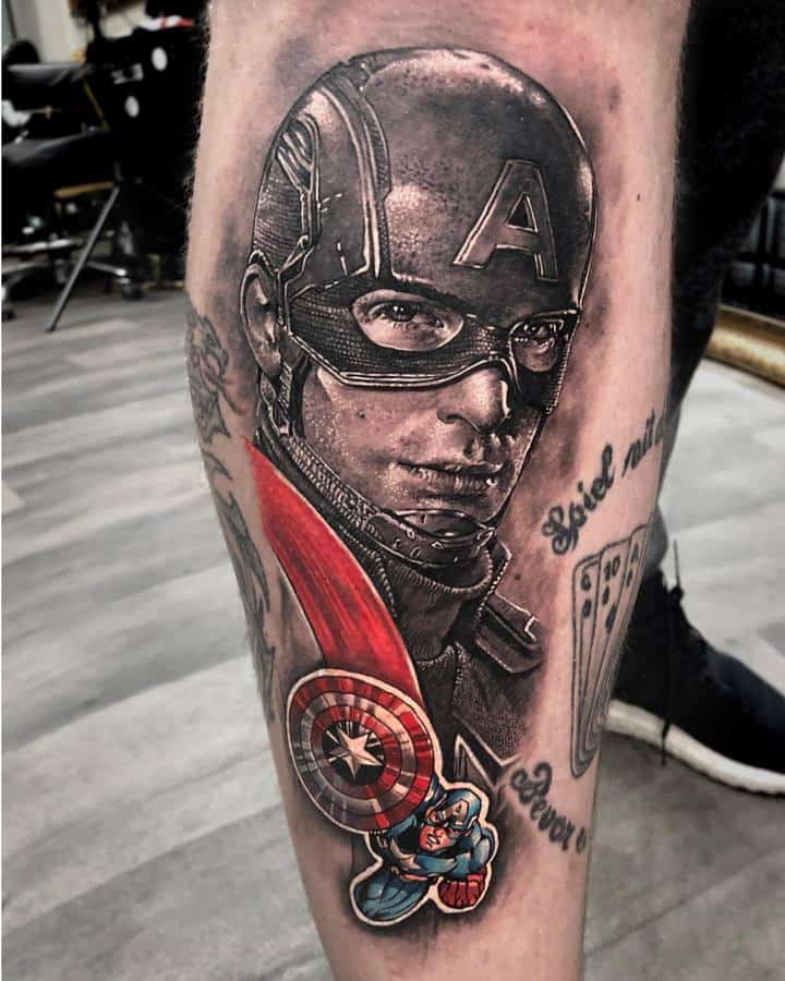 Капитан Америка тату чб