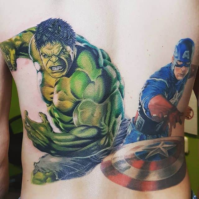 Халк и капитан америка тату