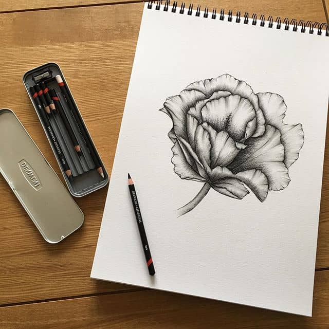 тату цветок карандашом