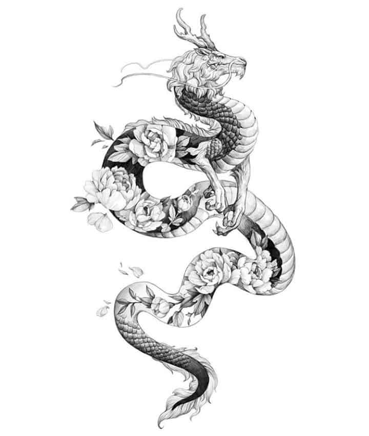 Тату образец дракон