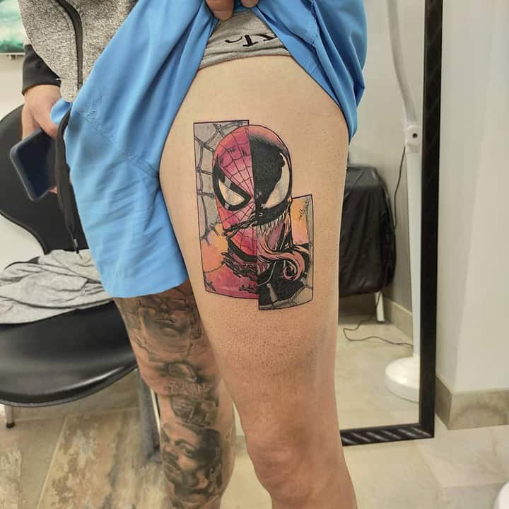 человек паук и веном тату