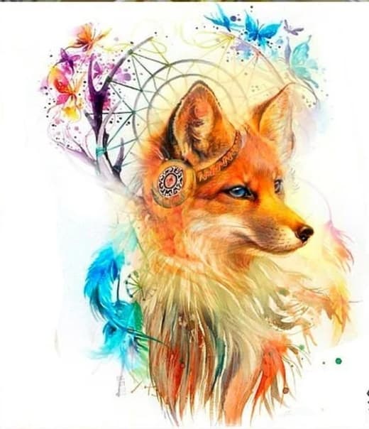 эскиз тату лиса цвет