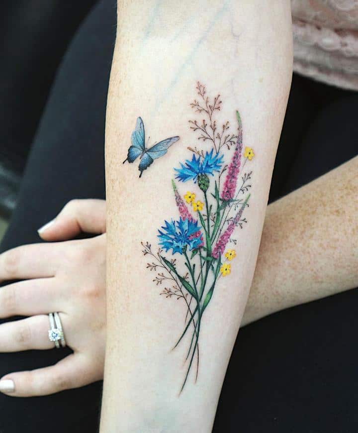 василек и другие цветы тату